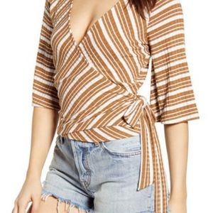Socialite Ribbed Wrap Striped Top